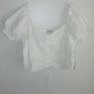 white puffy crop top